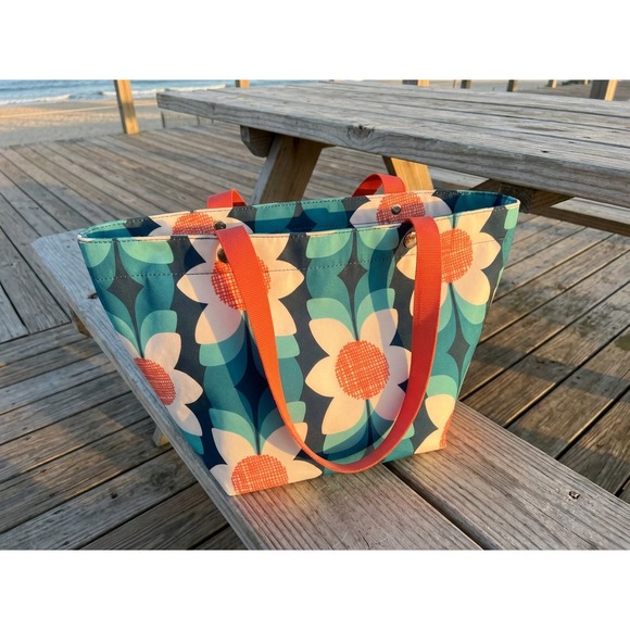 Fossil‎ Keyper East West Blue Floral Tote Bag boho beach tropical purse colorful